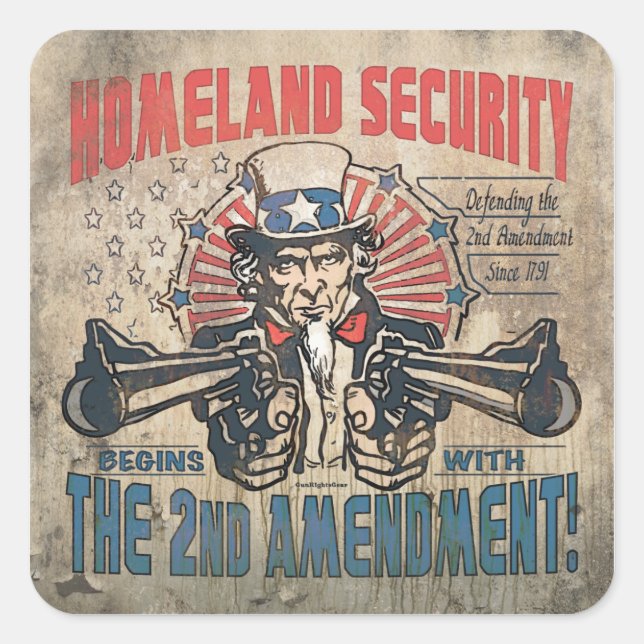 Adesivo Quadrado Segurança Interna Começa com a Segunda Emenda (Frente)