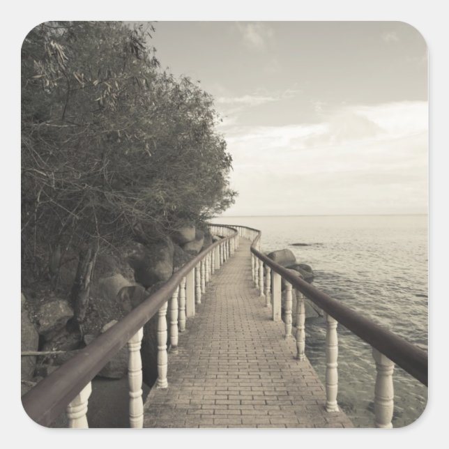 Adesivo Quadrado Seicheles, Ilha Praslin, Anse Bois de Rosa, (Frente)