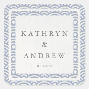 Adesivo Quadrado Seigaiha Japonês Onda Nomes Personalizados+Casamen
