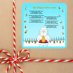 Adesivo Quadrado Seis Dias de Bee-Mas Feliz Natal para um Incrível