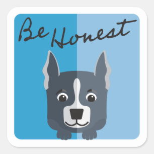 Adesivo Quadrado Seja honesta expressão Cinza moderna Boxer Puppy