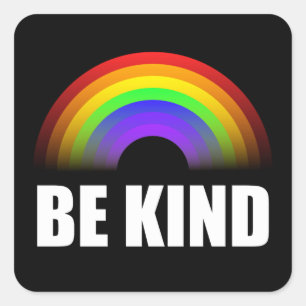 Adesivo Quadrado Seja Kind Rainbow White