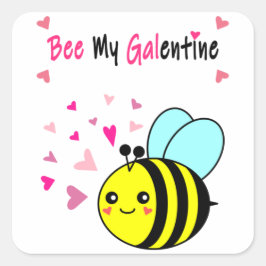 Adesivo Quadrado Seja Minha Galentine Cute Dia dos Namorados Adesiv