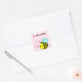 Adesivo Quadrado Seja Minha Galentine Cute Dia dos Namorados Adesiv