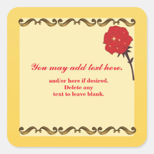 Adesivo Quadrado Seja o nosso Rosa vermelha de convidado