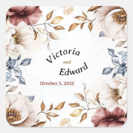 Adesivo Quadrado Selas de Envelope de Casamento Luxe-Vitoriano