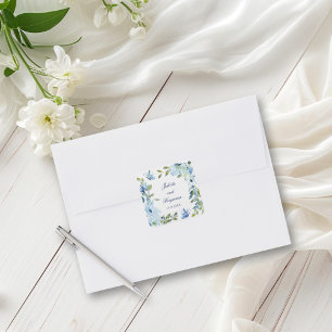 Adesivo Quadrado Selas de Envelope de Convite para Casamento Azul J