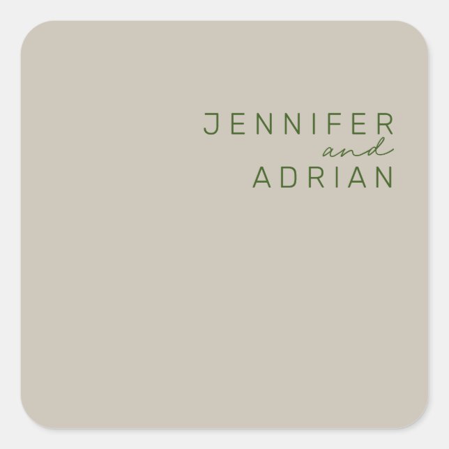 Adesivo Quadrado Selas de Envelope Moderno Mínimo de Prata Pálida E (Frente)