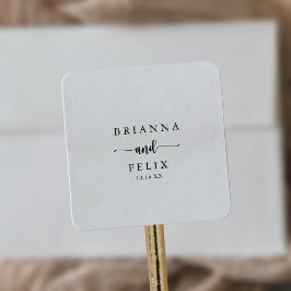 Adesivo Quadrado Selas de envelopes de caligrafia minimalista