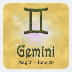 Adesivo Quadrado Selecionar Cor Gemini - Símbolo Astrológico Zodiac