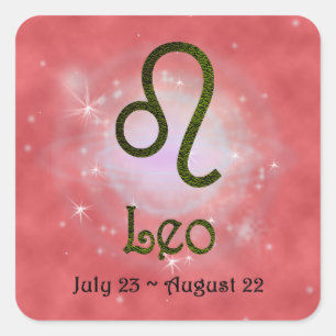 Adesivo Quadrado Selecionar Cor Leo Zodiac - Sinal Astrológico