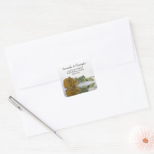 Adesivo Quadrado Seletor de Envelope de Retorno de Rosa de Ochre Do
