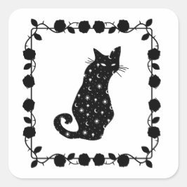 Adesivo Quadrado Sellow Cat Halloween Sticker