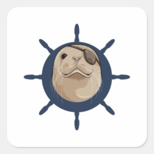 Adesivo Quadrado Selo com leme de navio