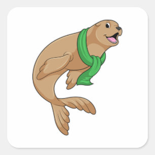 Adesivo Quadrado Selo com Scarf