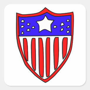 Adesivo Quadrado Selo de Bandeira Americano Estilizado