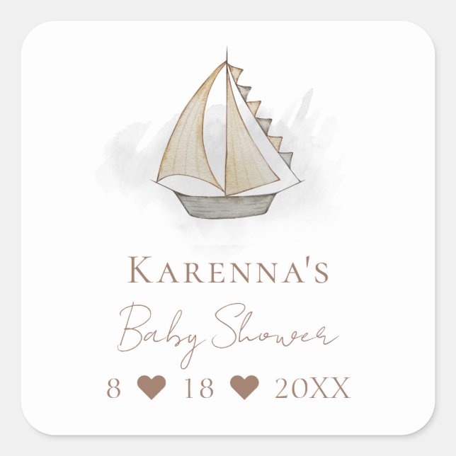 Adesivo Quadrado Selo de Envelope Branco da Aventura Náutica (Frente)