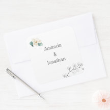 Selo de Envelope de Casamento da Magnolia Branca M