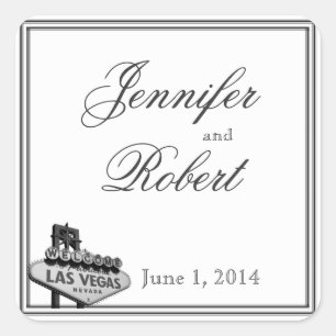 Adesivo Quadrado Selo de Envelope de Casamento de Destino de Las Ve