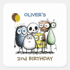 Adesivo Quadrado Selo de Envelope de Convite para Crianças do Parti