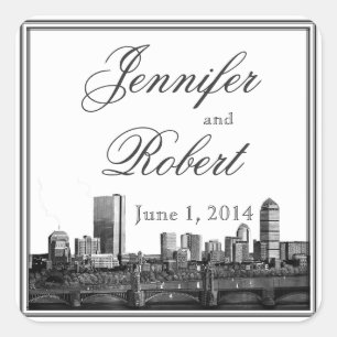 Adesivo Quadrado Selo de Envelope de Destino de Boston