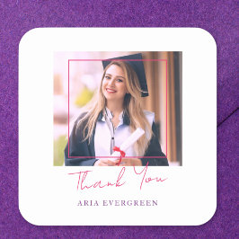 Adesivo Quadrado Selo de Envelope de Graduação de Foto Na moda mode