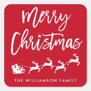 Adesivo Quadrado Selo de Envelope de Natal para Papais noeis de Esc