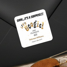 Adesivo Quadrado Selo de Envelope de Surpresa de 60 Anos Let's Boog