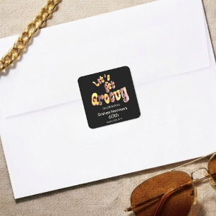 Adesivo Quadrado Selo de Envelope para Festa de Aniversário de 60 a