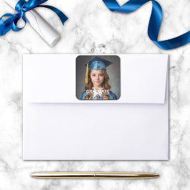 Adesivo Quadrado Selo de Graduação do 8º Grau de Foto Minimalista