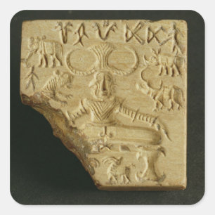 Adesivo Quadrado Selo de Pasupati da esteatite, Mohenjodaro,