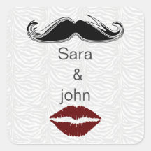 selo do envelope de zebra do beijo e do bigode