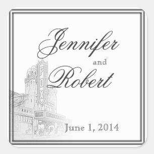 Adesivo Quadrado Selo do envelope do casamento do destino de