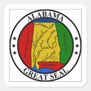 Adesivo Quadrado Selo do estado de Alabama