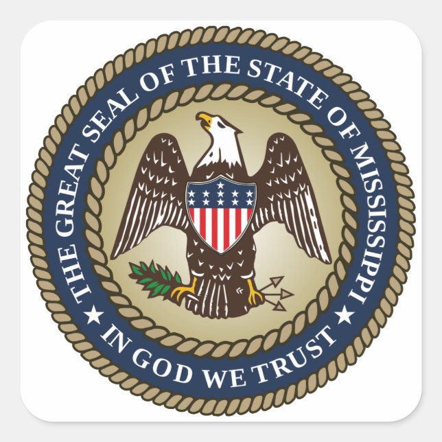 Adesivo Quadrado Selo do Mississippi (Frente)