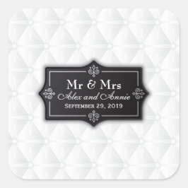 Adesivo Quadrado Selo do Vedante de Casamento Personalizado Luxurio