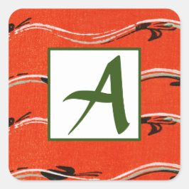 ADESIVO QUADRADO SELO INICIAL DE ENVELOPE VERMELHO PERSONALIZADO