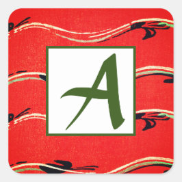 ADESIVO QUADRADO SELO INICIAL DE ENVELOPE VERMELHO PERSONALIZADO