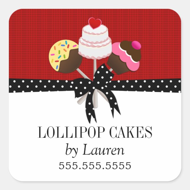 Adesivo Quadrado Selo Pop vermelho do padeiro (Frente)