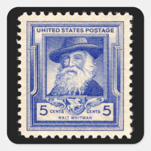 Adesivo Quadrado Selo postal comemorativo Walt Whitman dos EUA