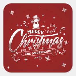 Adesivo Quadrado Selo Simples Personalizado do Vedante de Natal do 