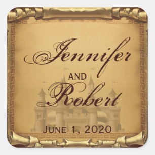 Adesivo Quadrado Selo uma vez Wedding do envelope