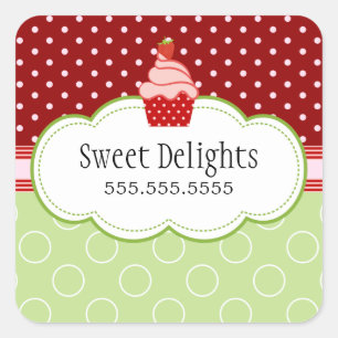 Adesivo Quadrado Selos da caixa de bolo da padaria do cupcake da