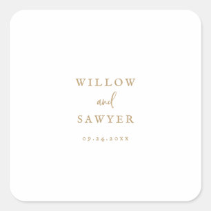 Adesivo Quadrado Selos De Envelope De Casamento De Script Dourado R