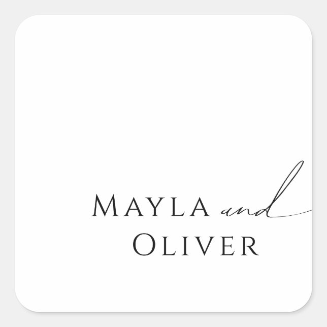 Adesivo Quadrado Selos De Envelope De Casamento De Script Minimalis (Frente)