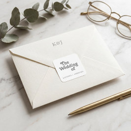 Adesivo Quadrado Selos de Envelope de Casamento Simples Formal