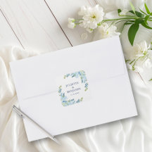 Selos de Envelope de Convite de Casamento Azul Jul