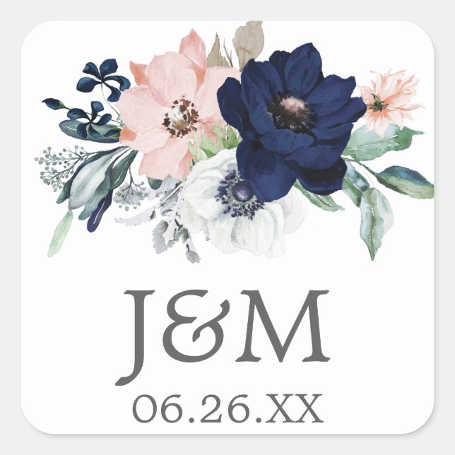 Adesivo Quadrado Selos De Envelope De marinho - Vinhetas Favoráveis (Frente)