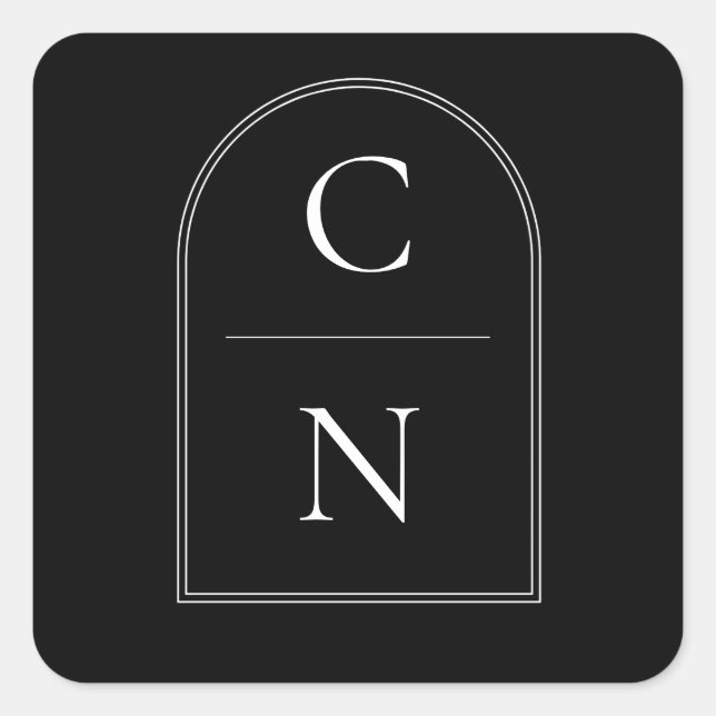 Adesivo Quadrado Selos De Envelope De Monograma De Arch Elegante (Frente)