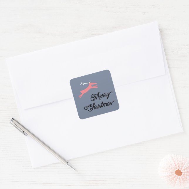 Adesivo Quadrado selos de envelope de NATAL ALEGRE E DE VEADO (Envelope)